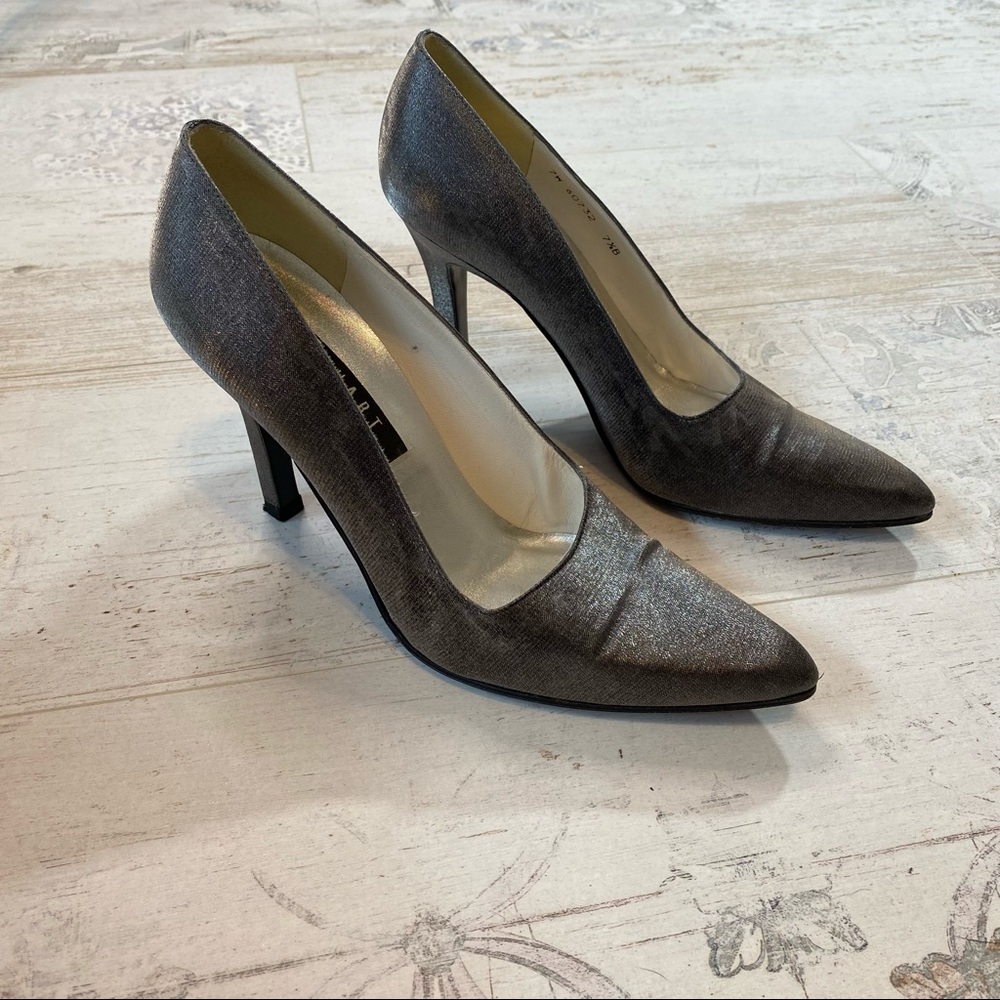 Stuart Weitzman Metallic Silver Pump Heels